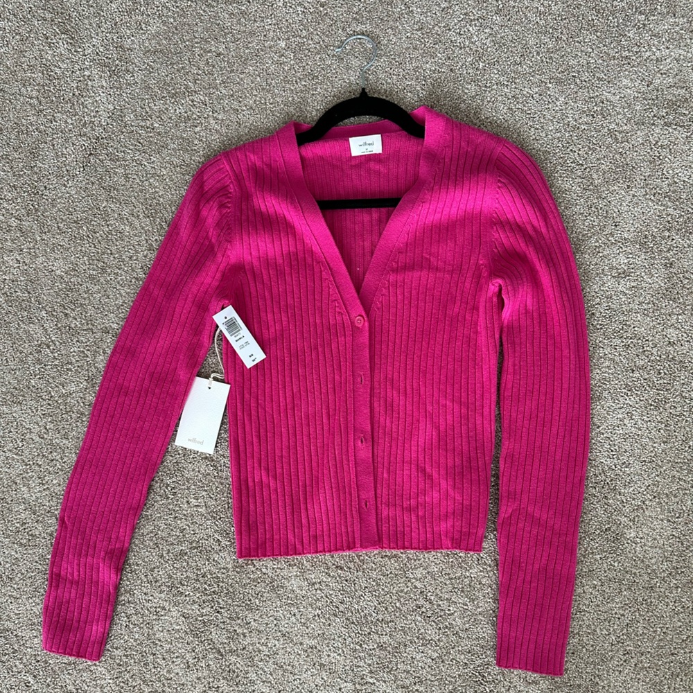 BNWT Wilfred Fuchsia Ribbed Knit Sweater